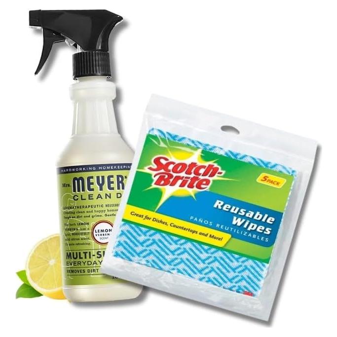 Spray Limpiador Multiusos Mrs Meyers 473ml + 5 Toallitas Reutilizables