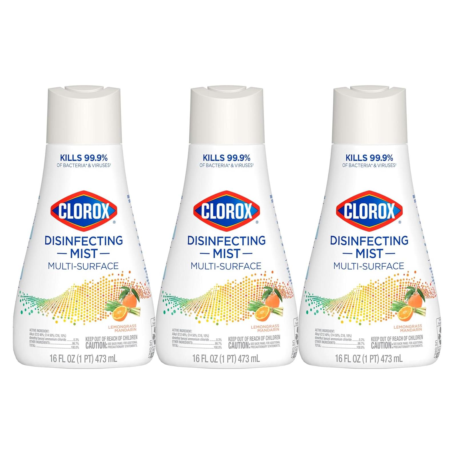 Clorox Mist Desinfectante 3 en 1 Limón Mandarina 3 Recargas 473 ml