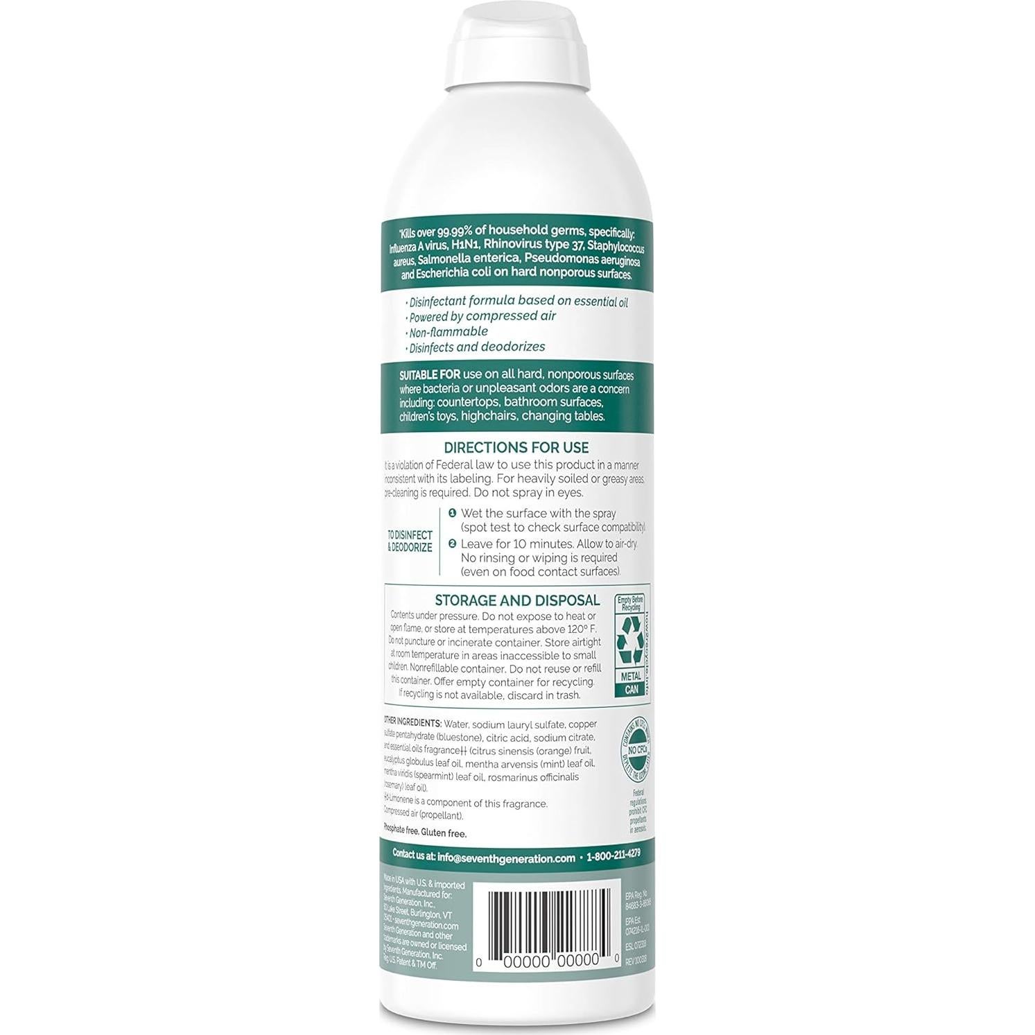 Spray Desinfectante Seventh Generation Eucalipto 4x185g