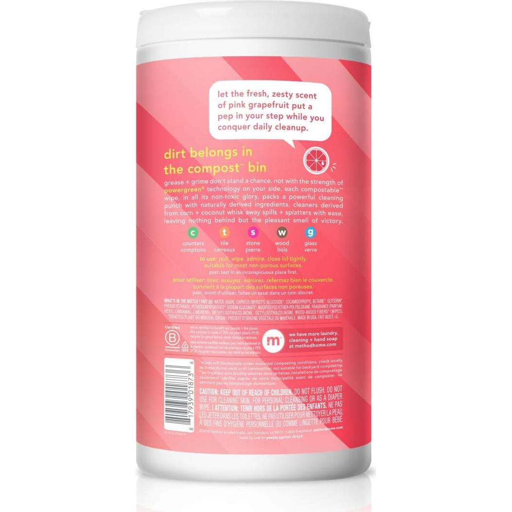Toallitas de limpieza multiusos Method pomelo 70 unidades compostables