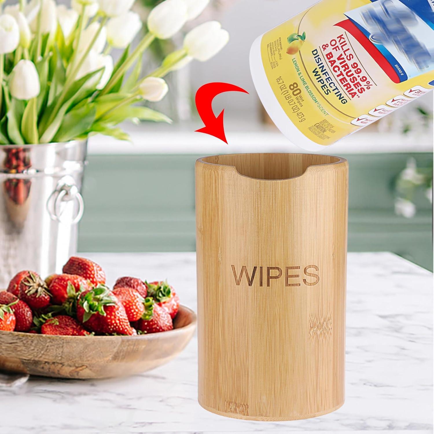 Dispensador de Toallitas de Bambú Kokone Estilo Campestre 21cm