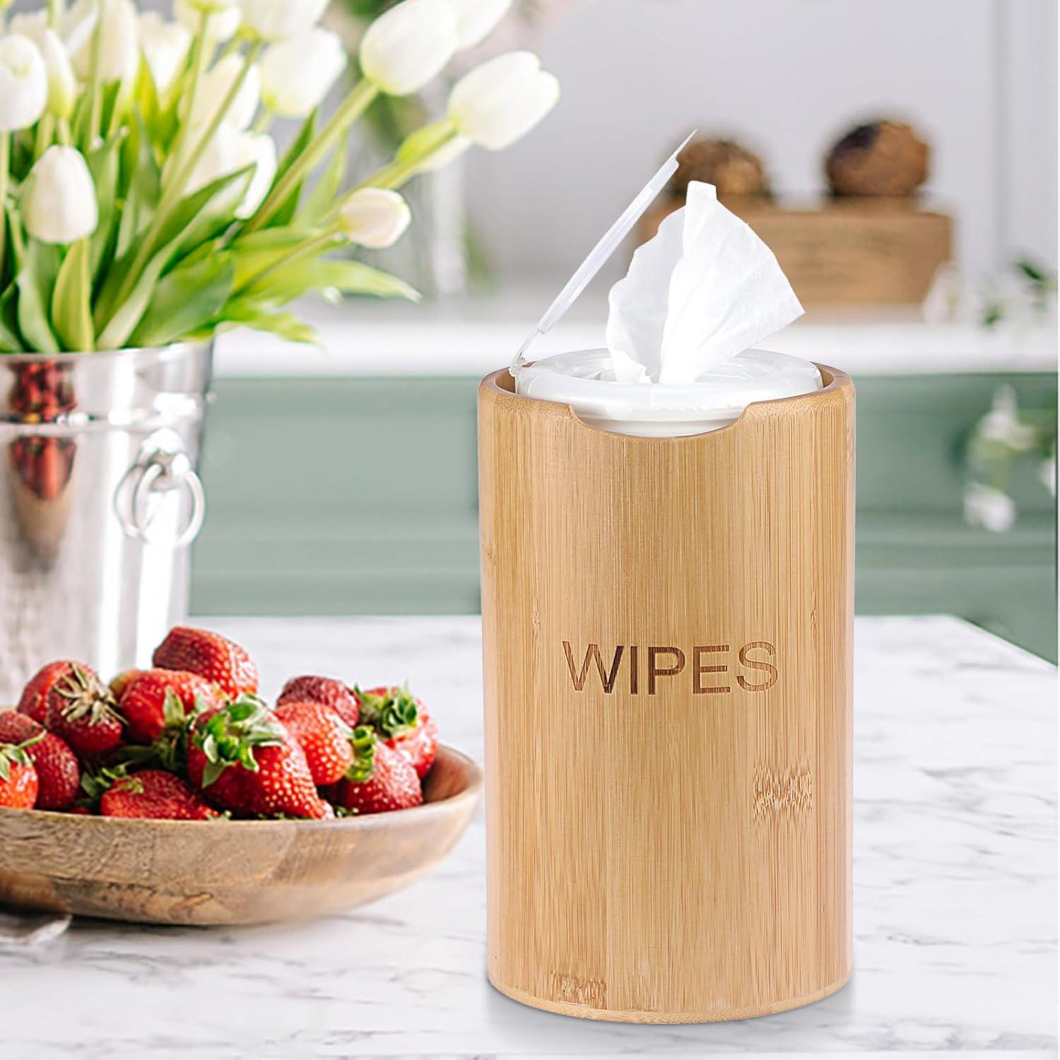 Dispensador de Toallitas de Bambú Kokone Estilo Campestre 21cm