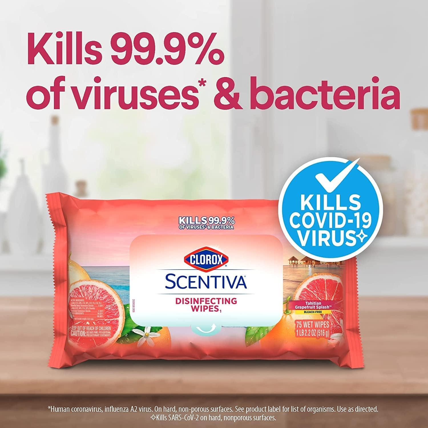 Paquete de limpieza Clorox Mist y toallitas Scentiva 3x75