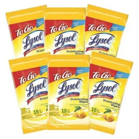 Toallitas Desinfectantes Lysol Aroma Limón 15 Unidades Paquete 6