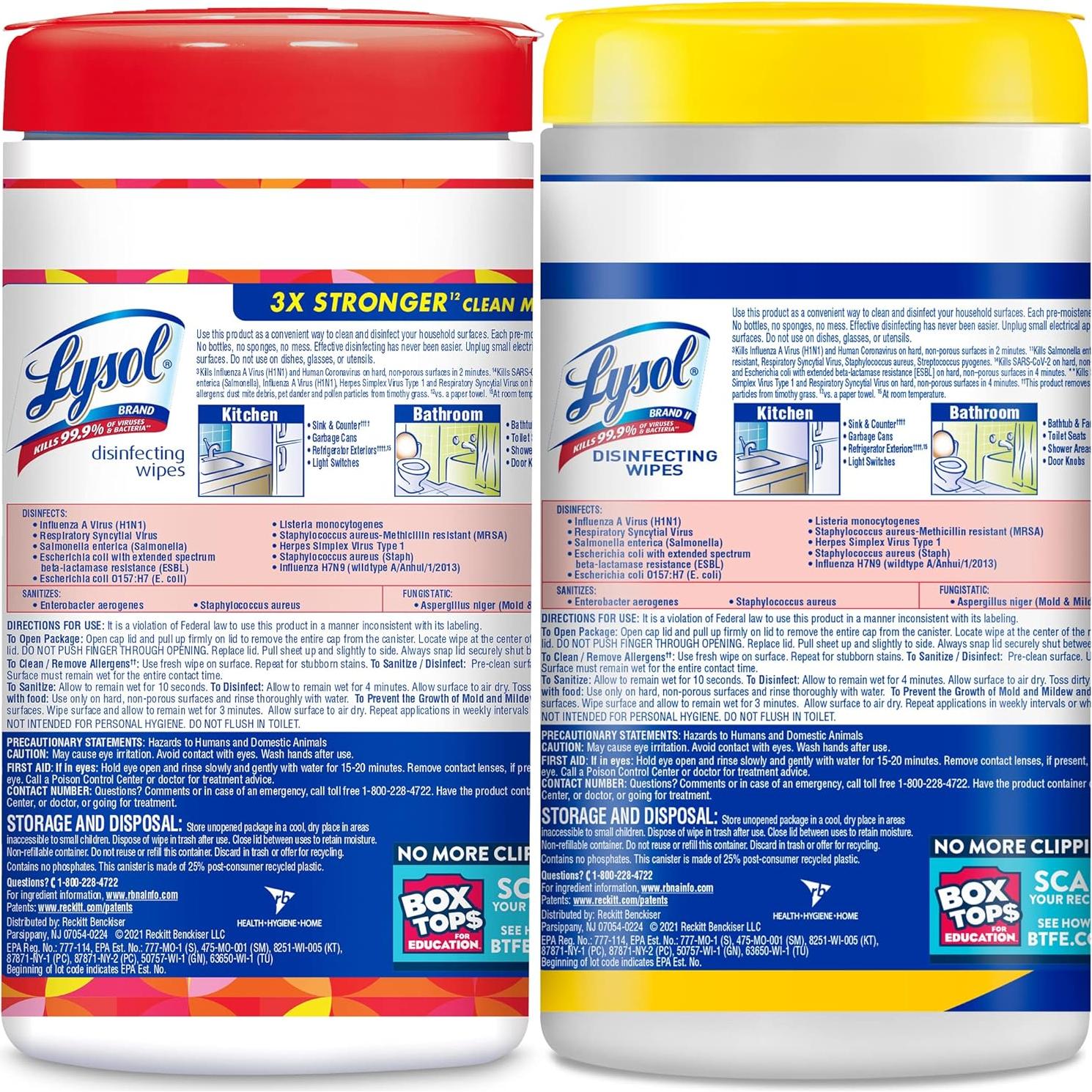 Toallitas desinfectantes Lysol 320 unidades, 4 paquetes