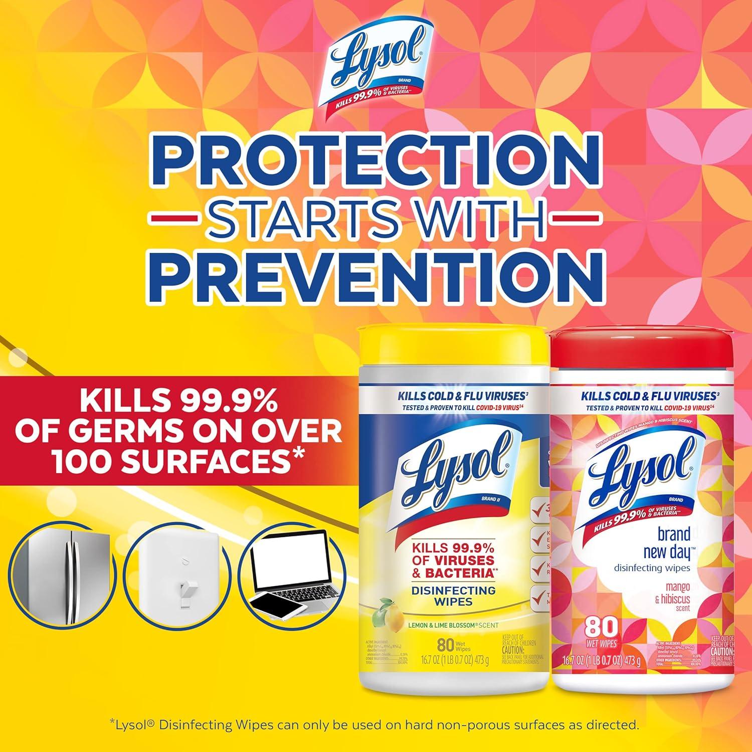 Toallitas desinfectantes Lysol 320 unidades, 4 paquetes
