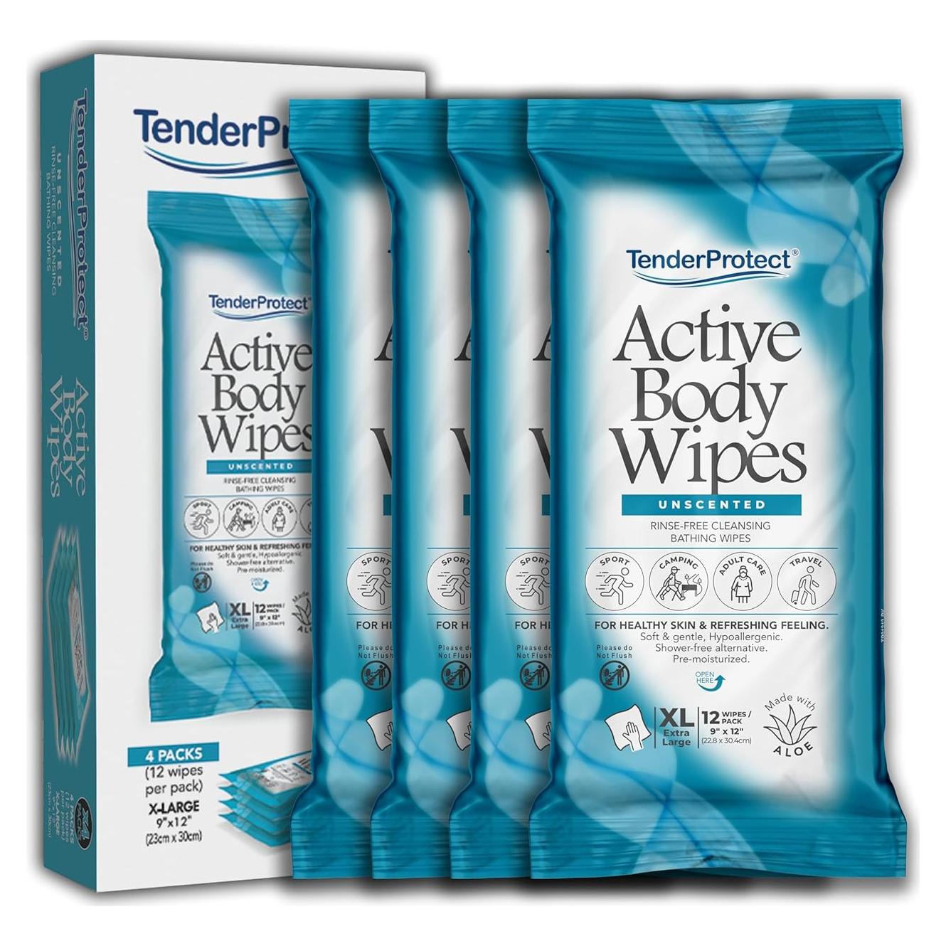 Toallitas Corporales XL TenderProtect 12 Ct Sin Enjuague Aloe