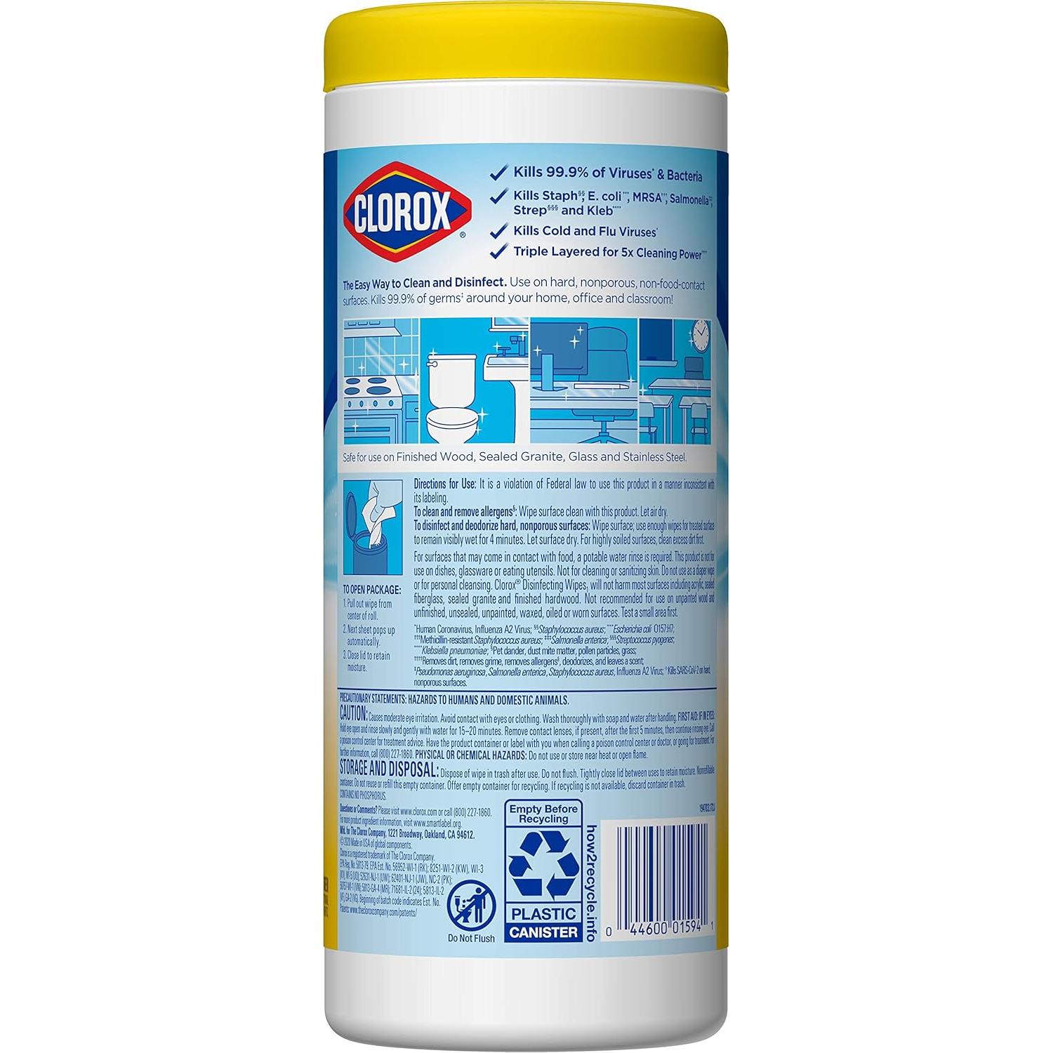 Toallitas Desinfectantes Clorox Sin Blanqueador 35 Unidades