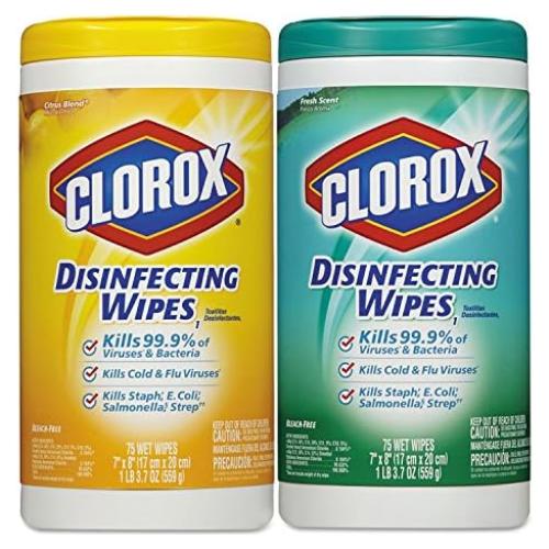 Toallitas Desinfectantes Clorox 75 Unidades 2 Paquetes