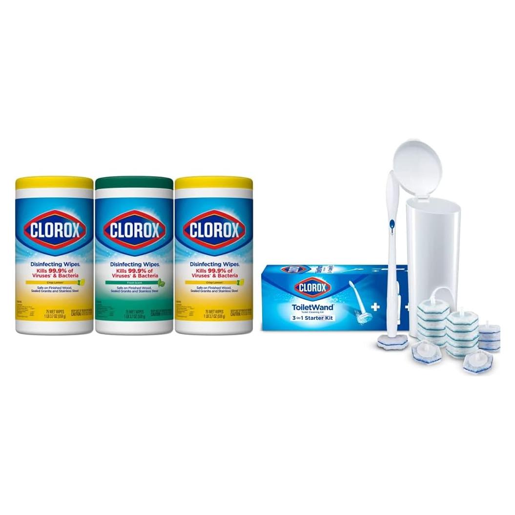 Paquete Clorox Desinfectante: 3x75 Toallitas + Sistema Inodoro