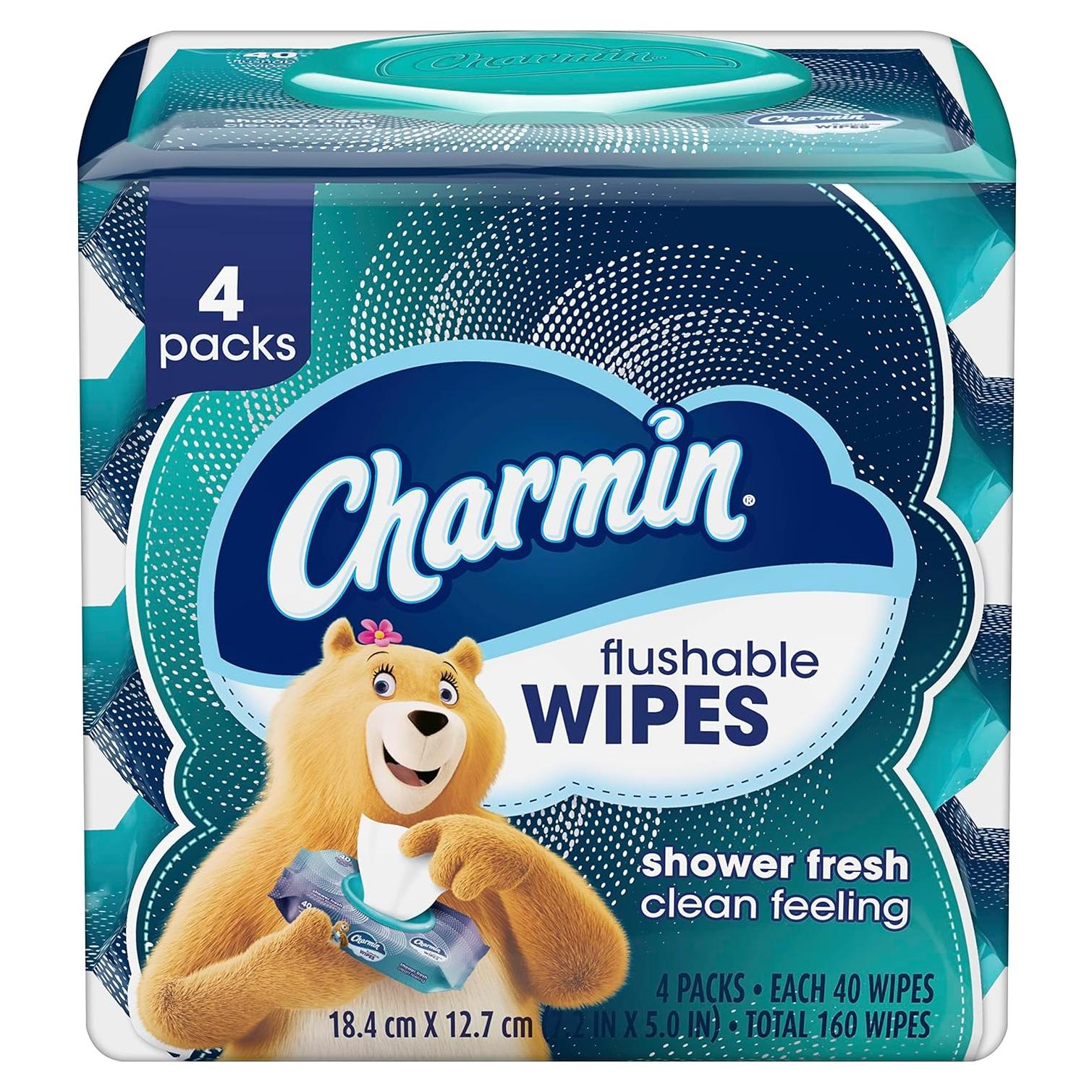 Toallitas Flushable Charmin 160 Unidades - 4 Paquetes de 40