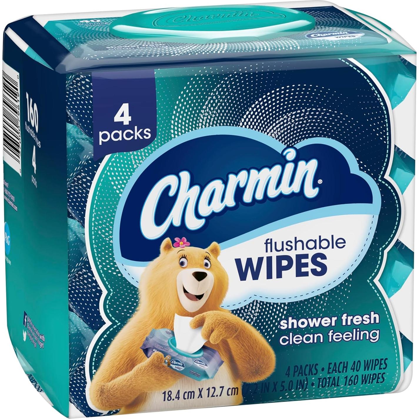 Toallitas Flushable Charmin 160 Unidades - 4 Paquetes de 40