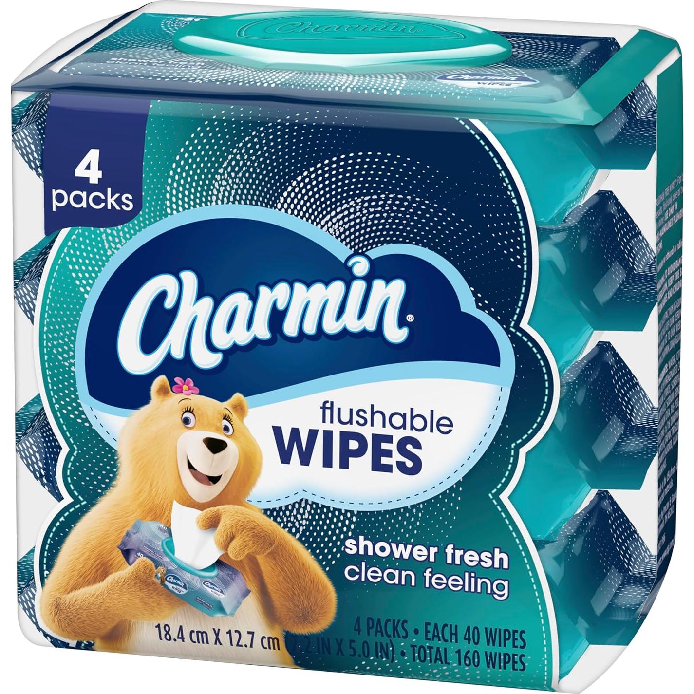 Toallitas Flushable Charmin 160 Unidades - 4 Paquetes de 40