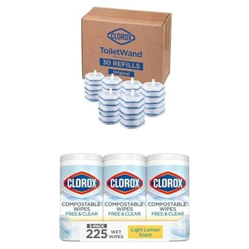 Paquete Clorox de Recargas ToiletWand 30ct y Toallitas 75ct