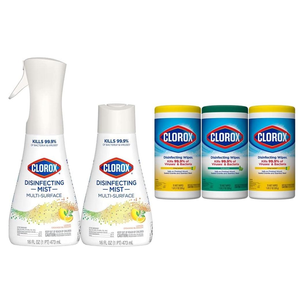 Paquete de limpieza Clorox Mist y toallitas desinfectantes 473 ml