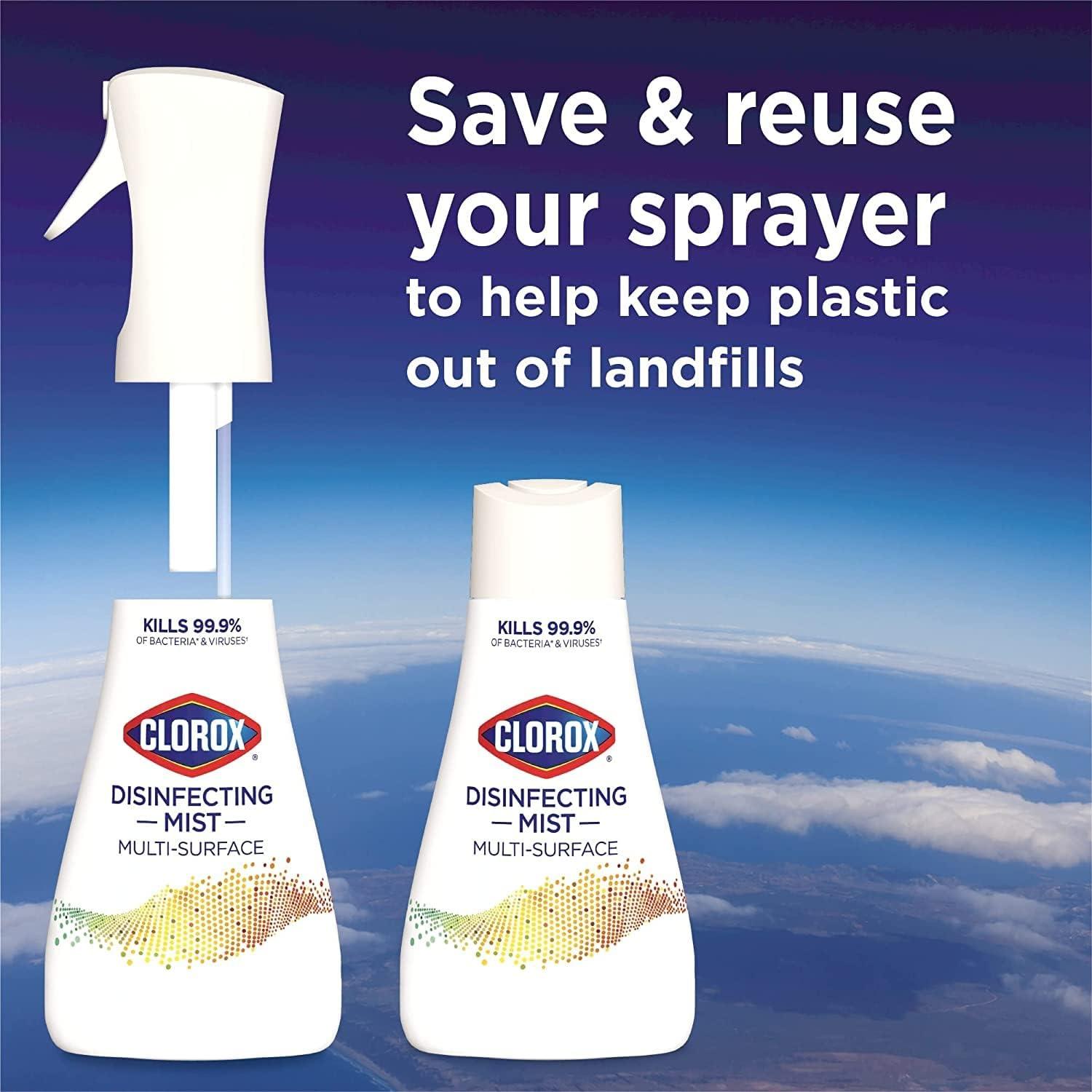 Paquete de limpieza Clorox Mist y toallitas desinfectantes 473 ml