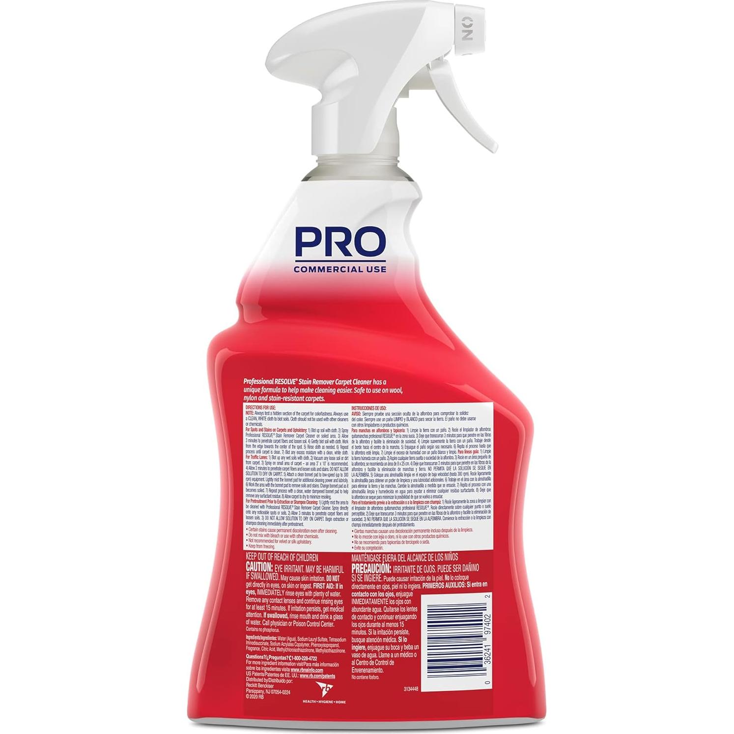 Limpiador de Alfombras Resolve Professional 946 ml - Elimina Manchas y Olores