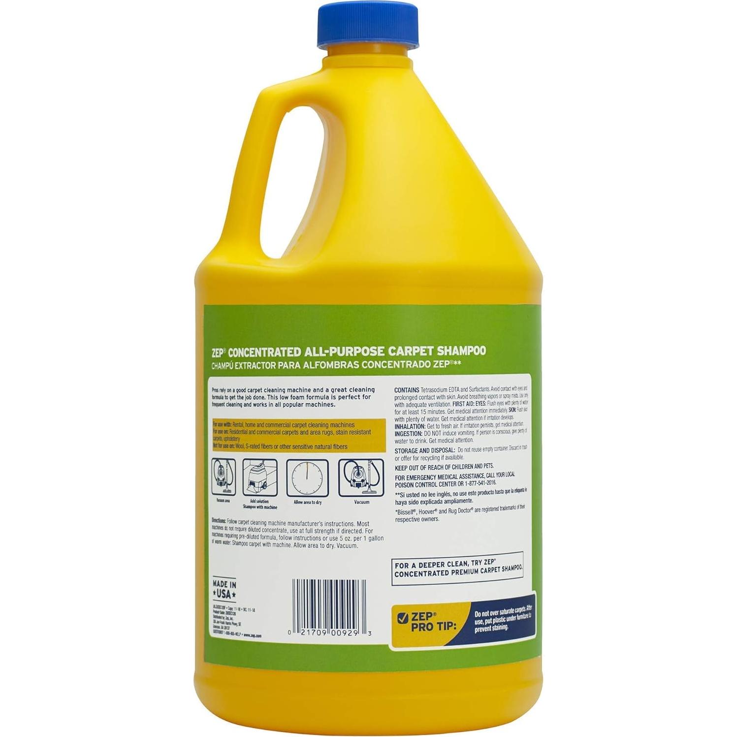 Limpiador Concentrado para Alfombras Zep 3.78L - Fórmula Profesional