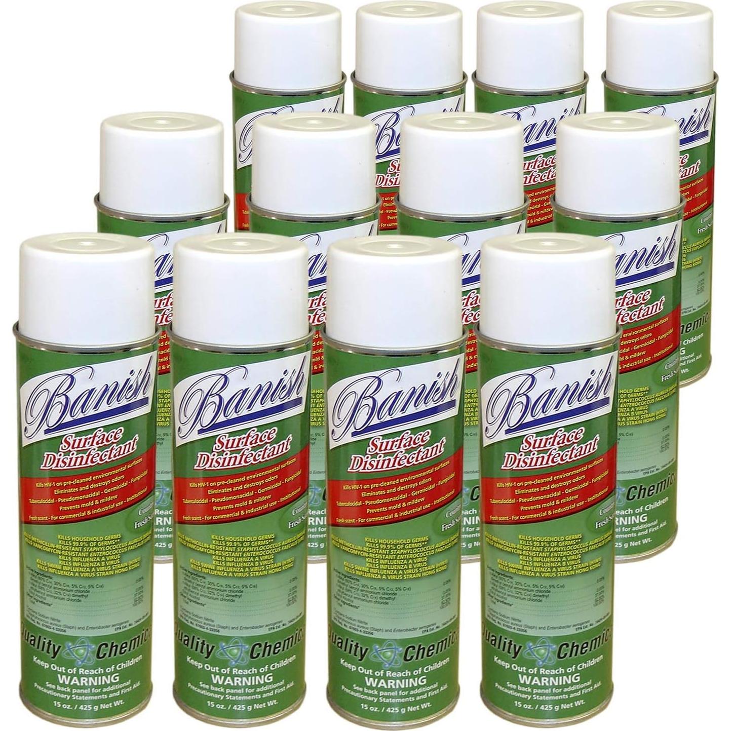 Desinfectante Spray Banish Quality Chemical - Caja 12 Latas