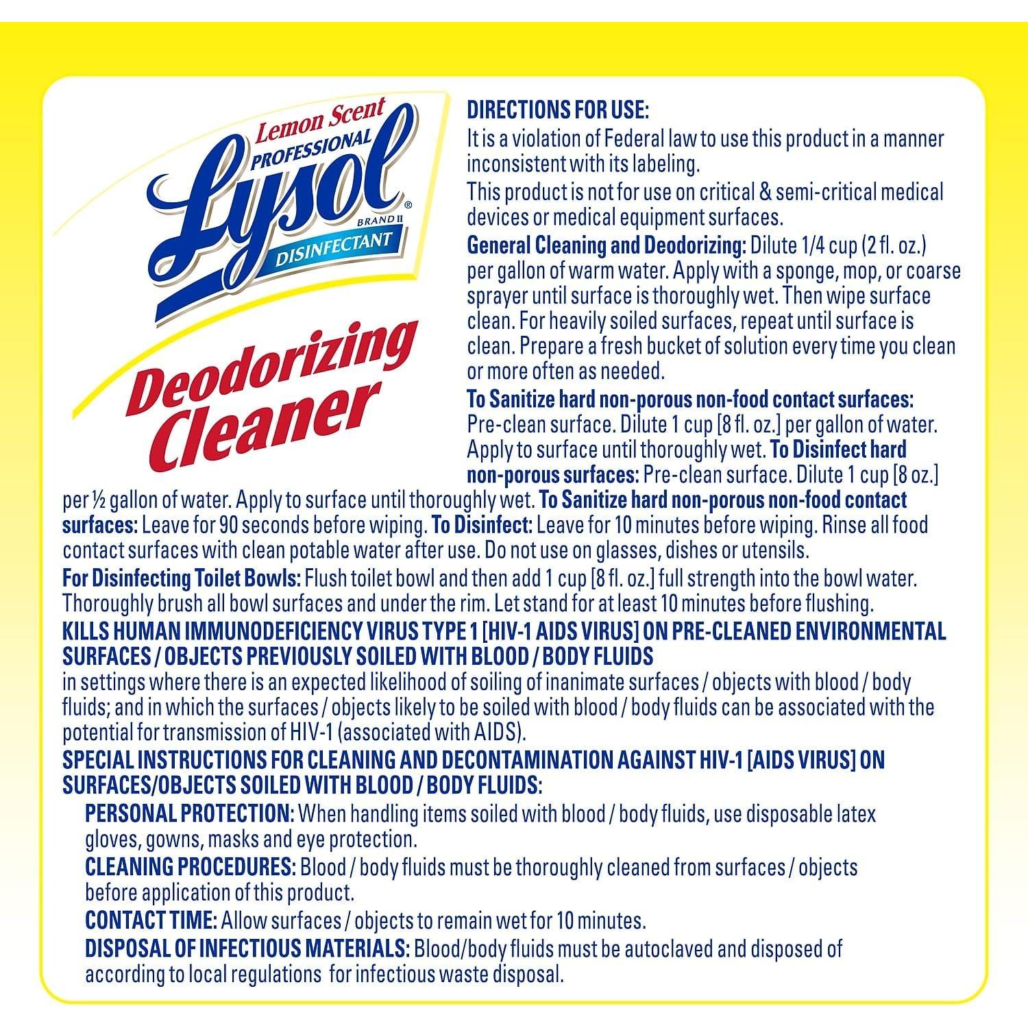 Desinfectante Limpiador Lysol Profesional 512 Onzas Limón