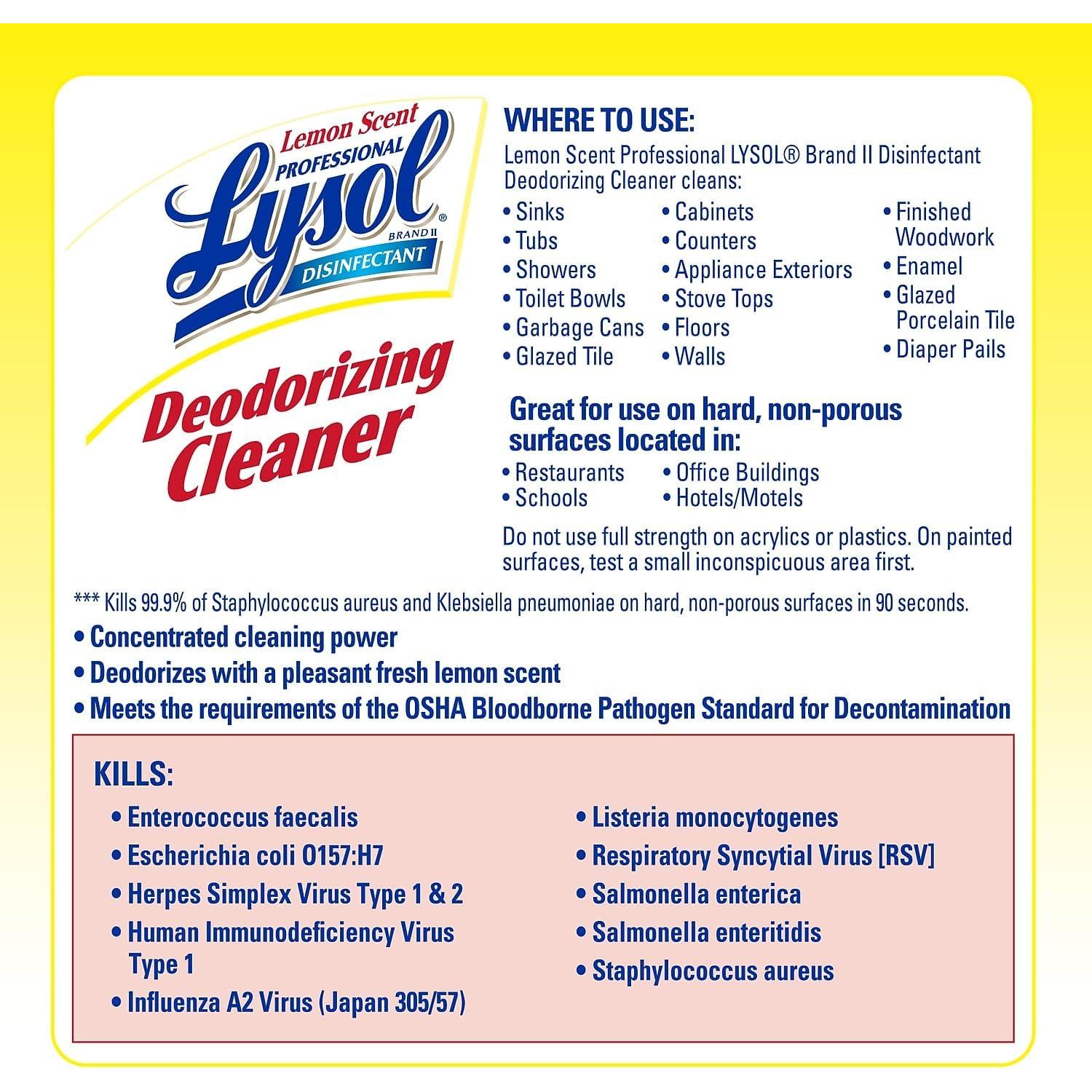 Desinfectante Limpiador Lysol Profesional 512 Onzas Limón