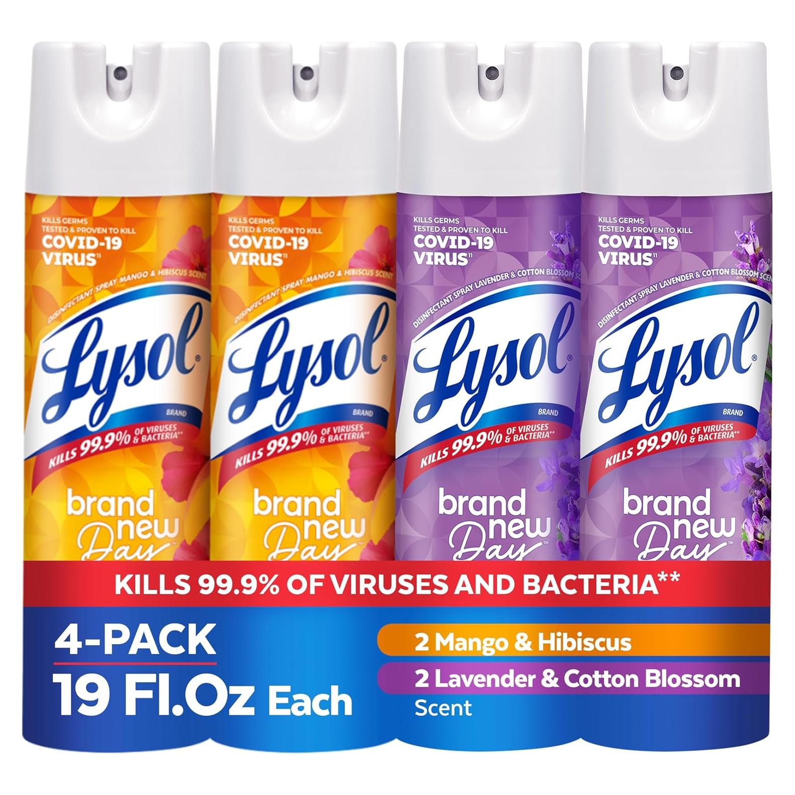 Spray Desinfectante Lysol 4 Pack Lavanda y Mango 400ml