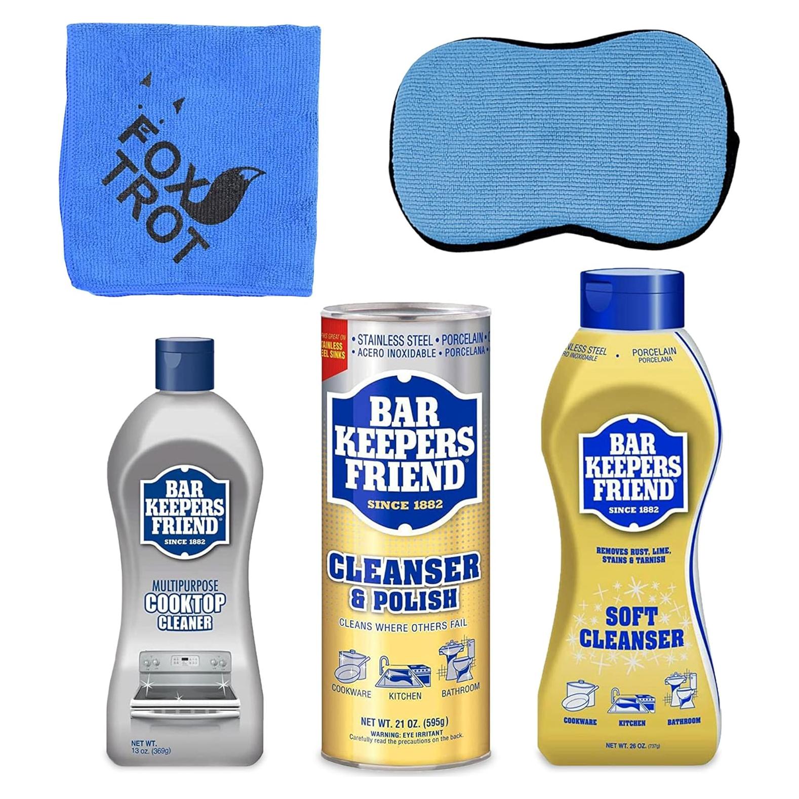 Trio de Limpiadores Bar Keepers Friend - 21 Oz Polvo, 26 Oz Líquido, 13 Oz Cocina