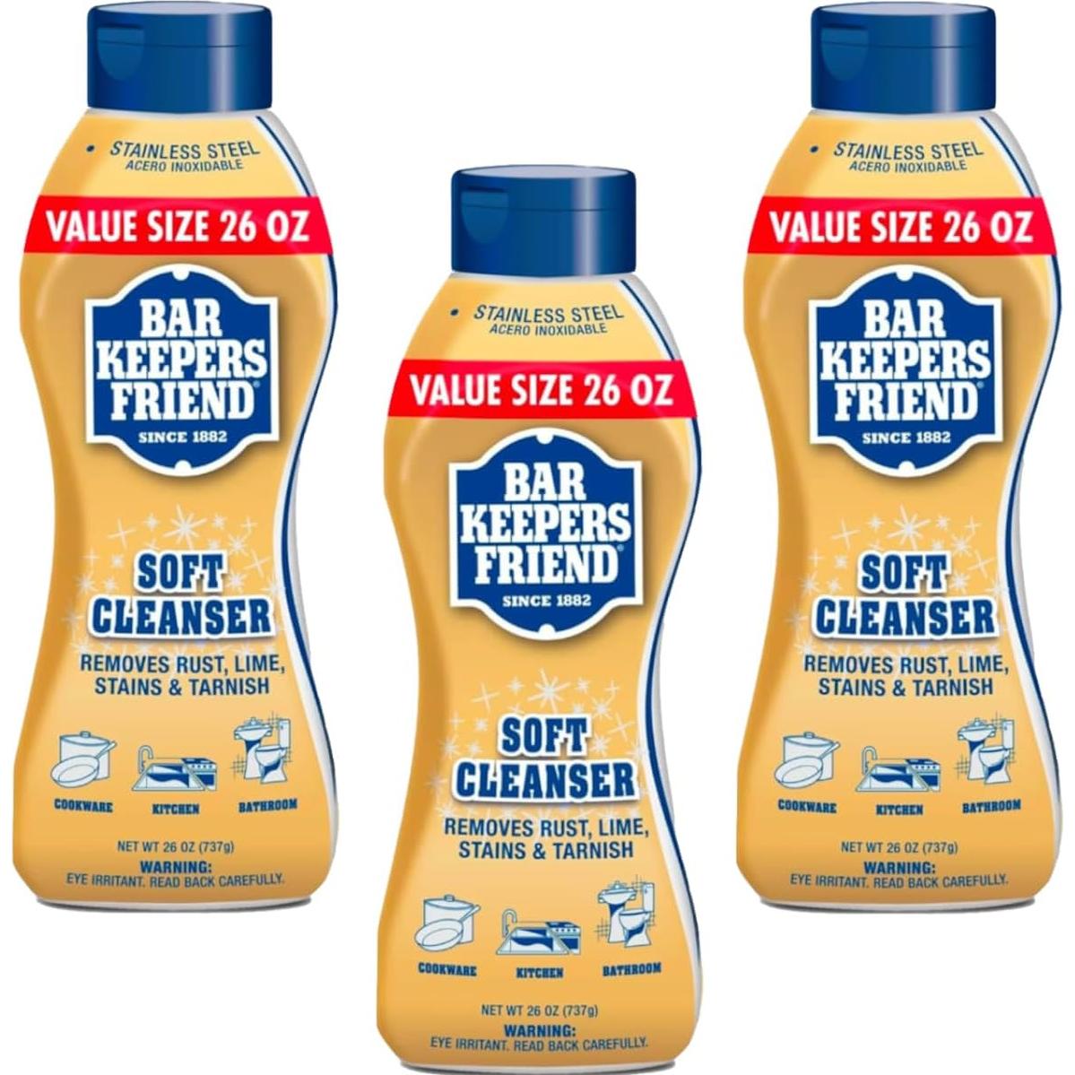 Juego de Limpieza Bar Keepers Friend 3 Botellas 26 Oz + Cepillo + Esponja + Toalla Microfibra 30x40 cm