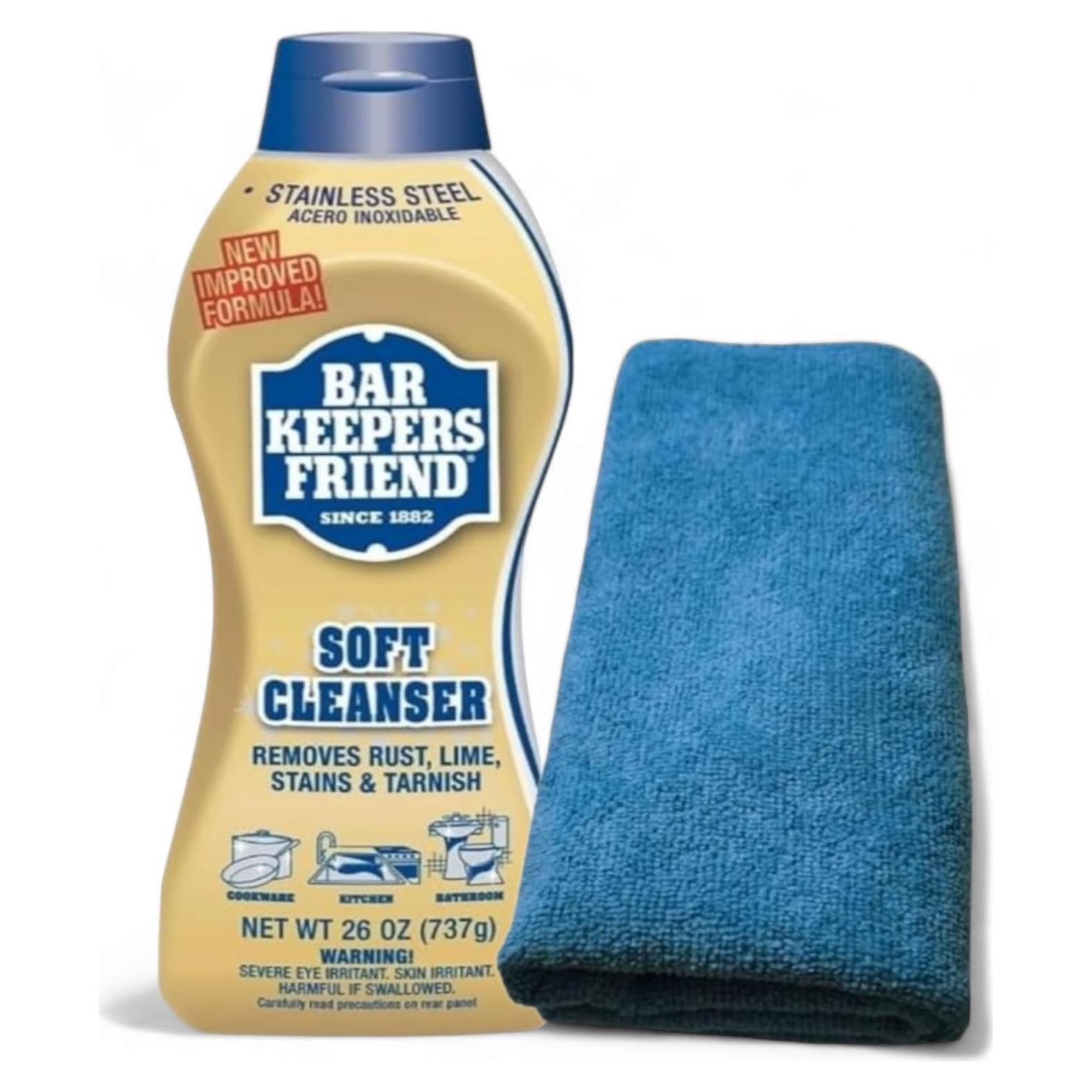 Limpiador Líquido Bar Keepers Friend 769 ml + Paño Microfibra 40x40 cm