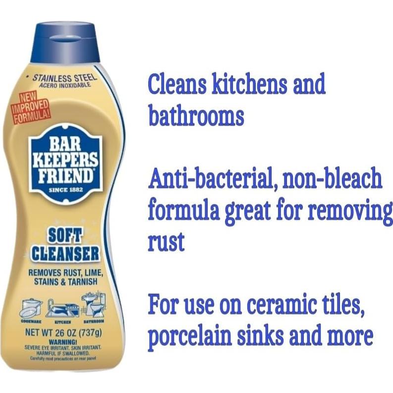 Limpiador Líquido Bar Keepers Friend 769 ml + Paño Microfibra 40x40 cm