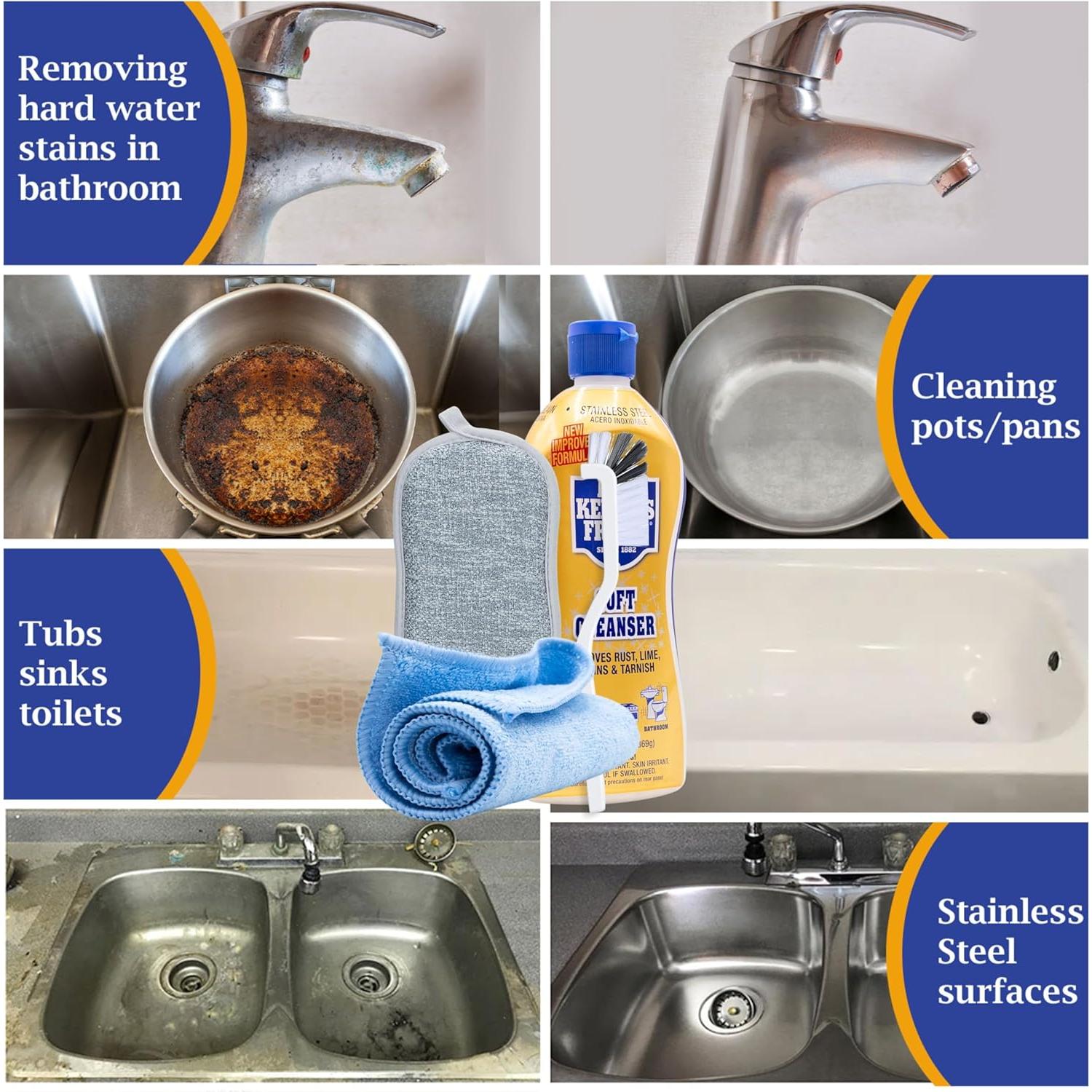 Limpiador Multiusos 368g Bar Keepers Friend con Cepillo y Esponja