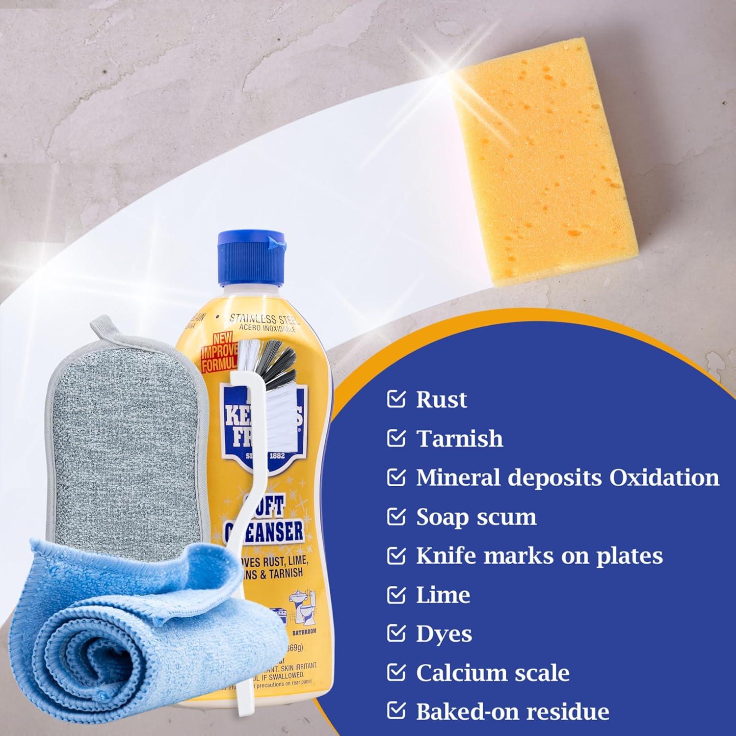 Limpiador Multiusos 368g Bar Keepers Friend con Cepillo y Esponja