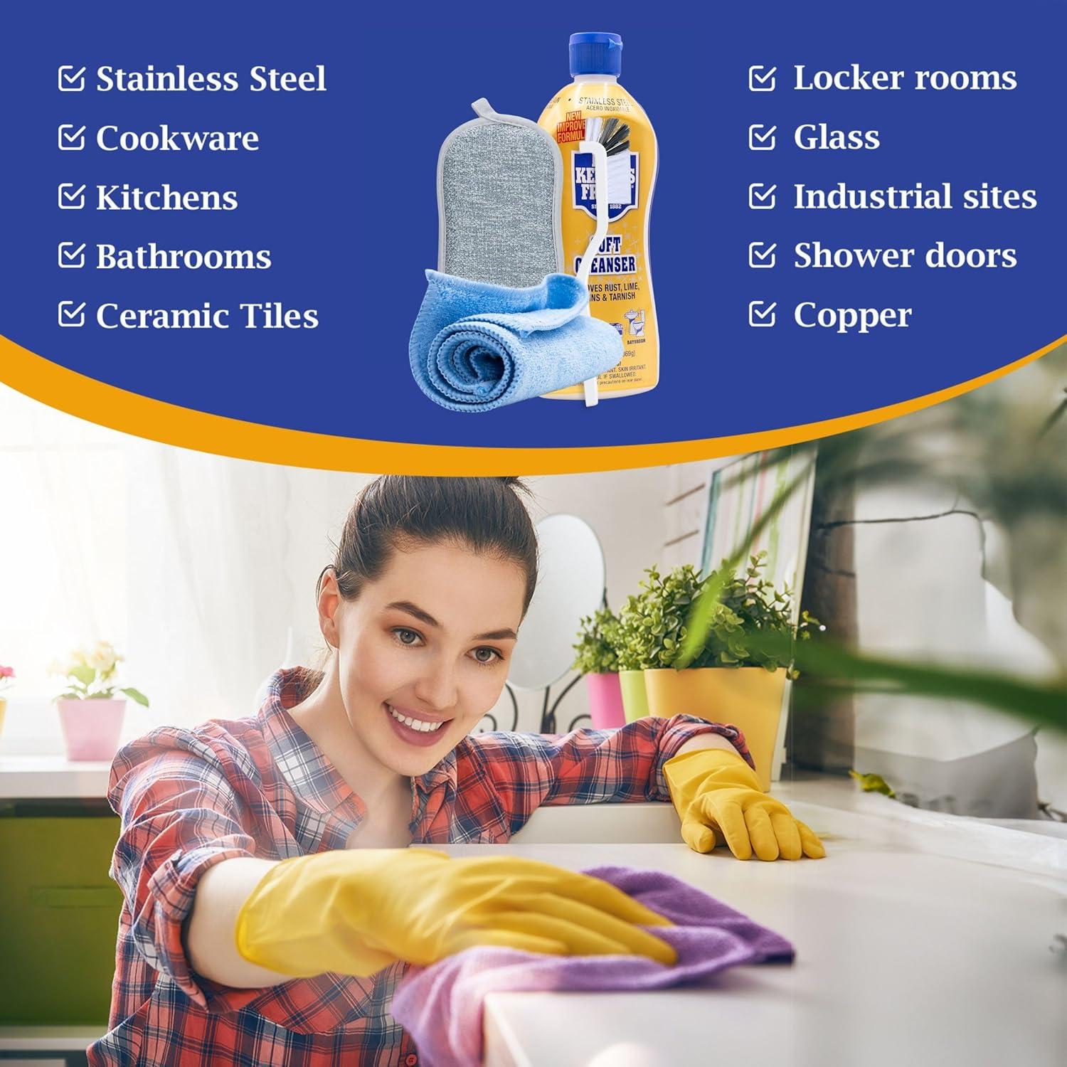 Limpiador Multiusos 368g Bar Keepers Friend con Cepillo y Esponja