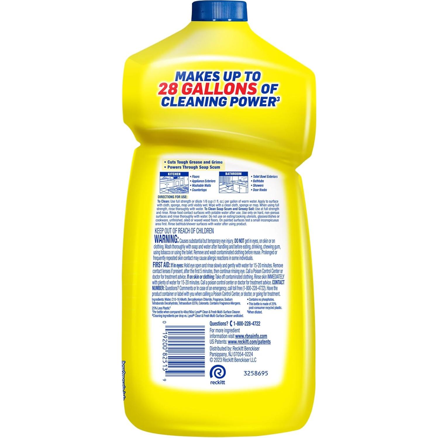 Limpiador Multi-Superficies Lysol 2x Concentrado 828 ml Limón