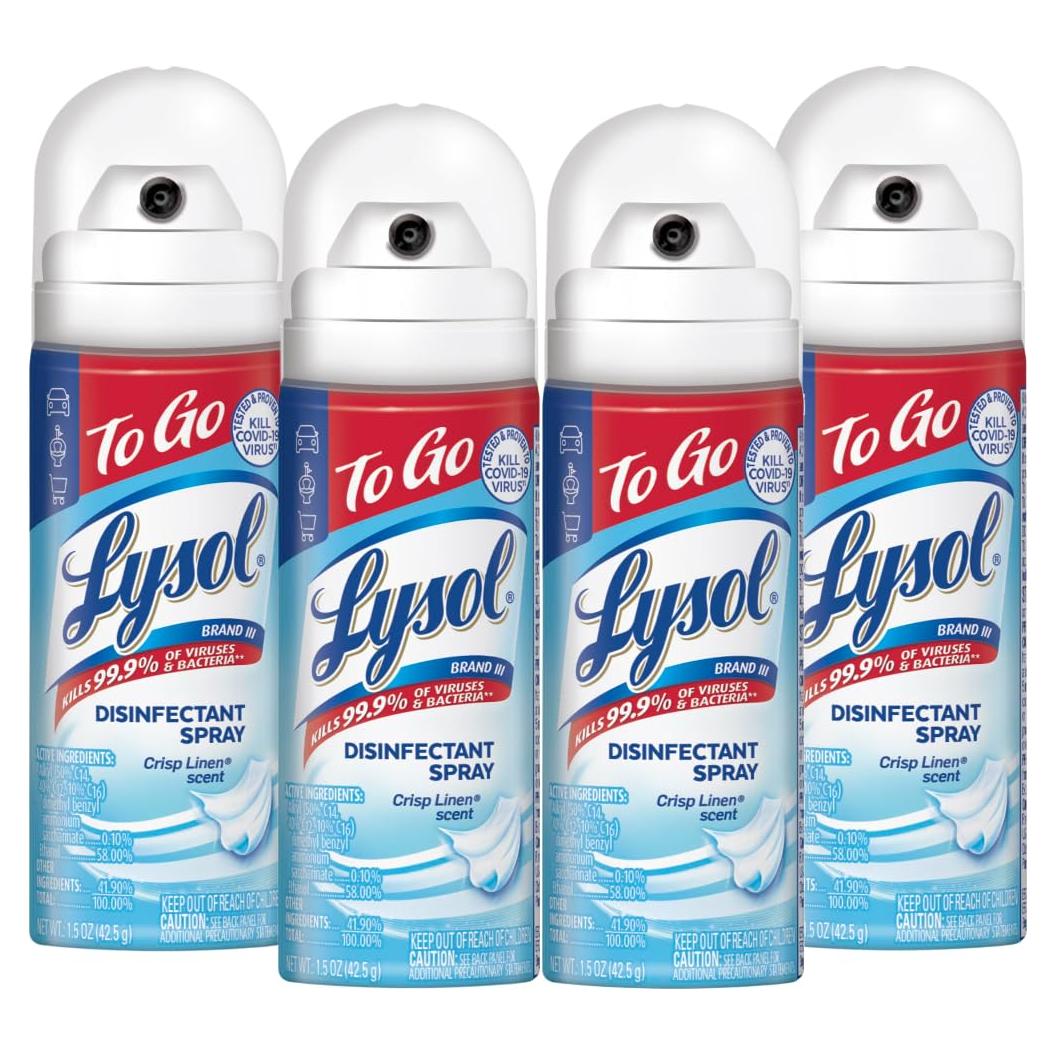 Spray Desinfectante Lysol To Go Lino Fresco 4x1.5oz