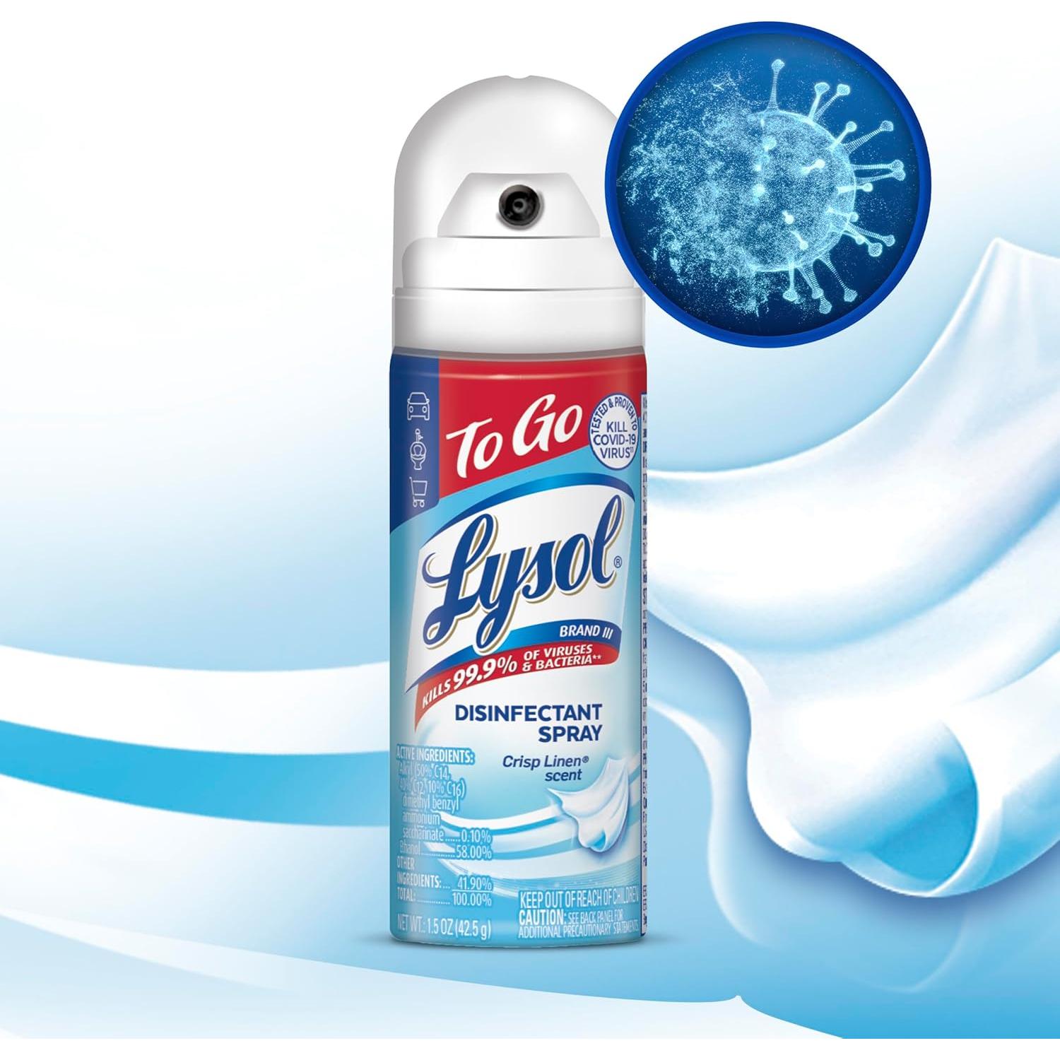Spray Desinfectante Lysol To Go Lino Fresco 4x1.5oz