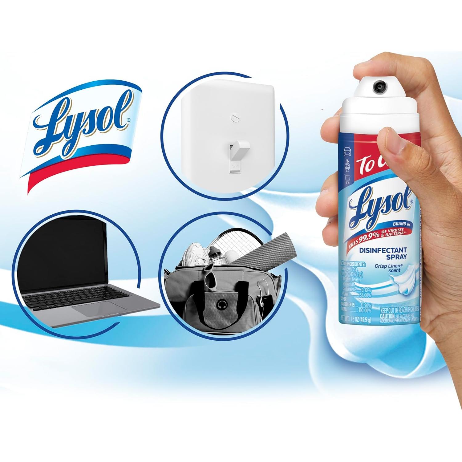 Spray Desinfectante Lysol To Go Lino Fresco 4x1.5oz