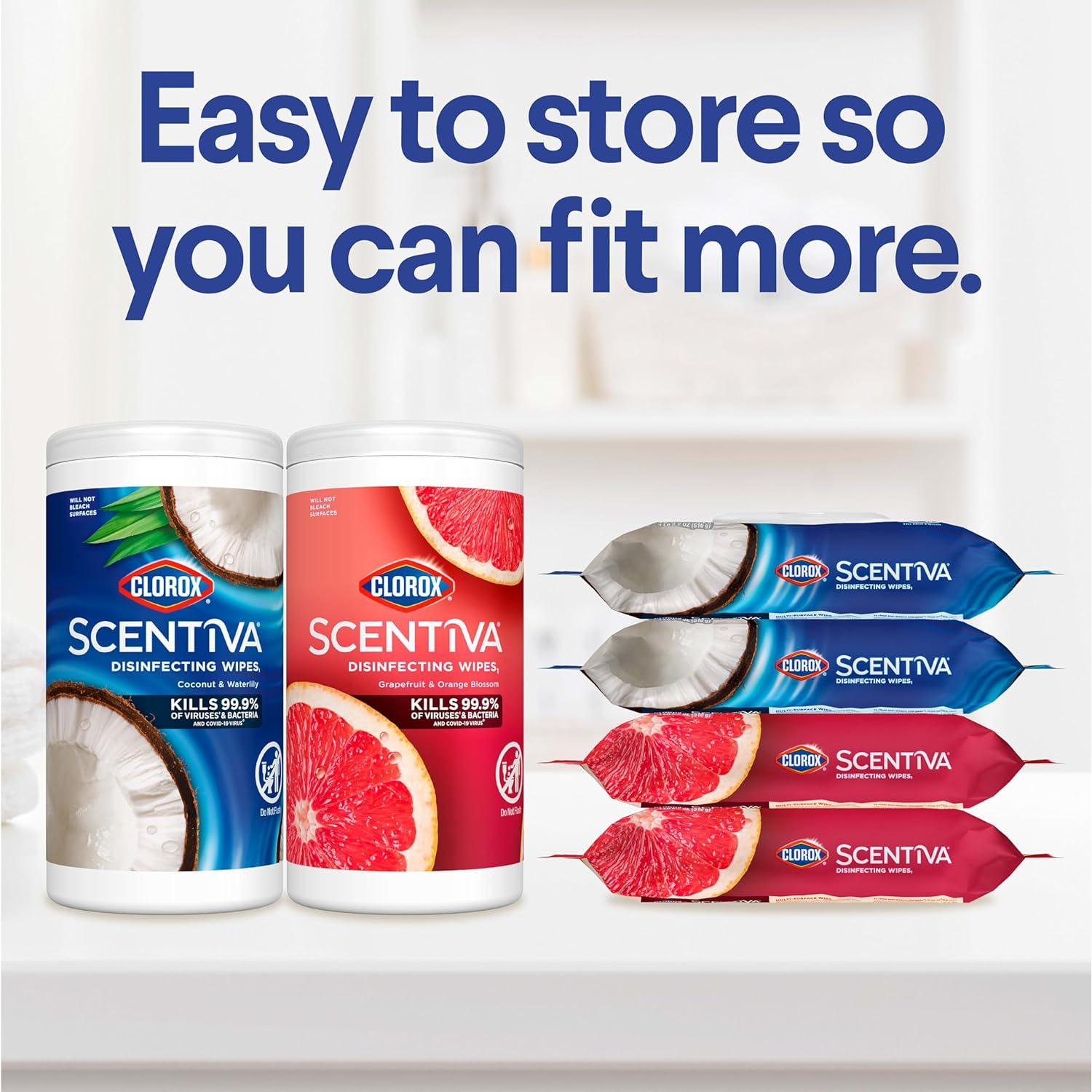 Toallitas Desinfectantes Clorox Scentiva Coco y Lirio 225 Unidades