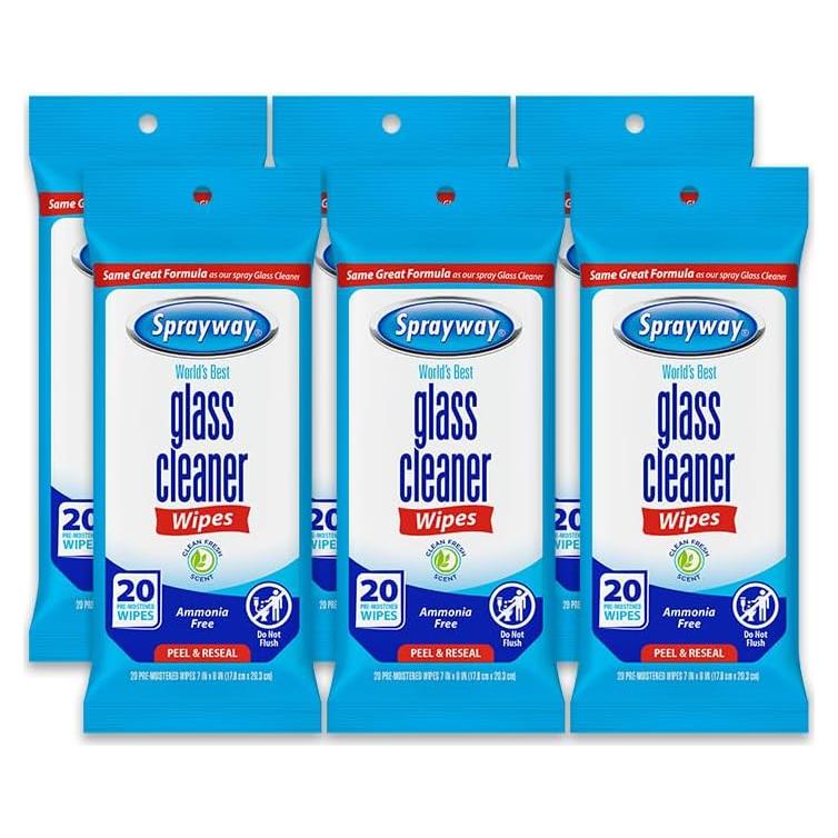 Toallitas Limpiadoras de Vidrio Sprayway 20ct Paquete 12
