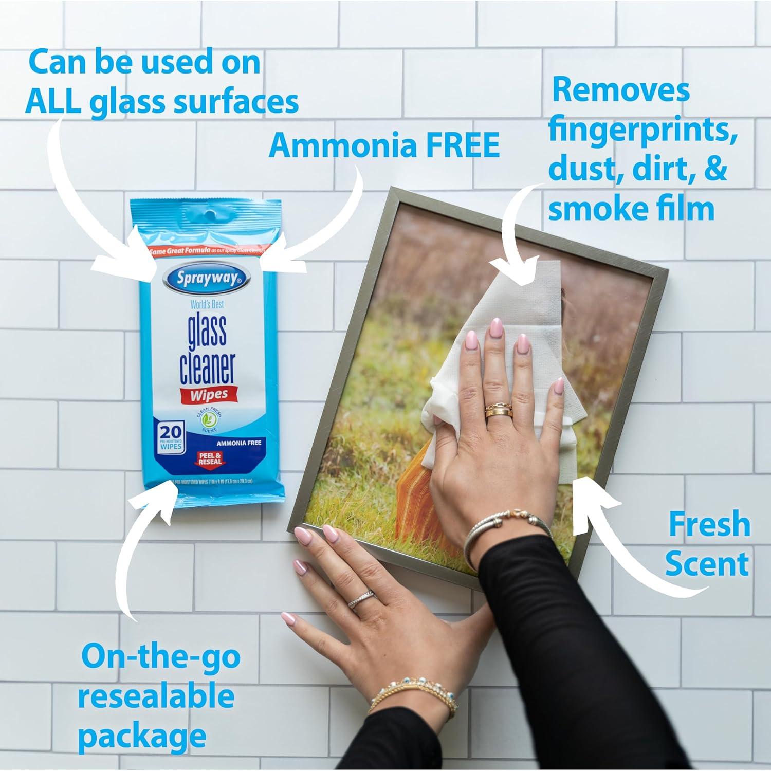 Toallitas Limpiadoras de Vidrio Sprayway 20ct Paquete 12