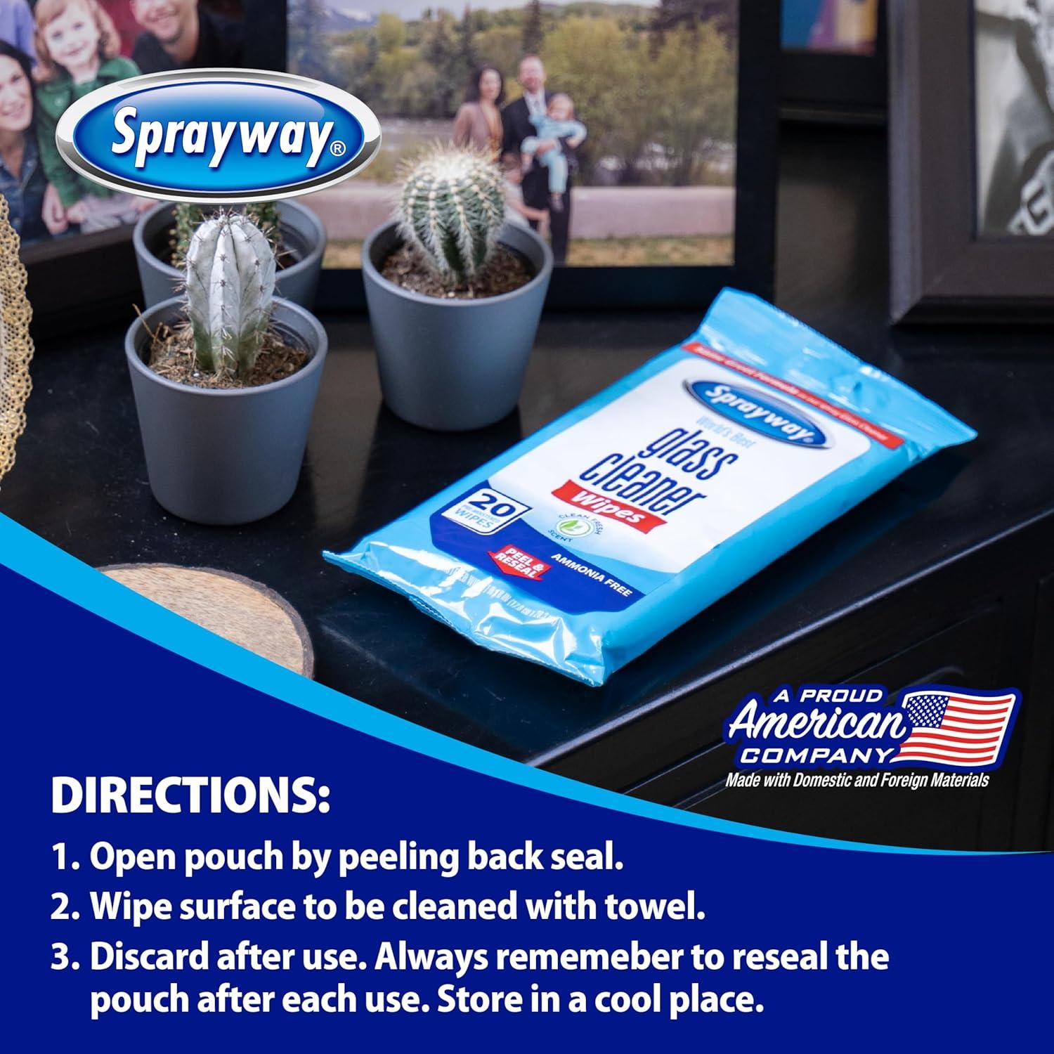 Toallitas Limpiadoras de Vidrio Sprayway 20ct Paquete 12