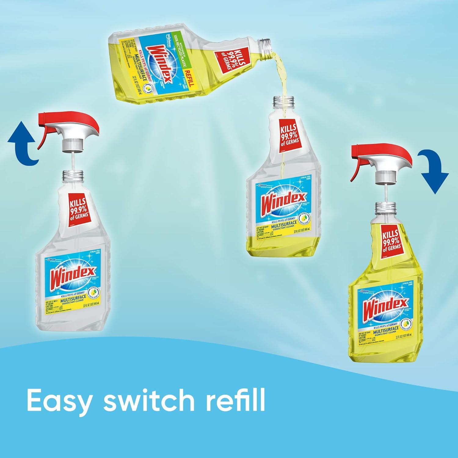 Windex Limpiador Desinfectante Multi-Superficie Cítrico 946ml - 3 Recargas