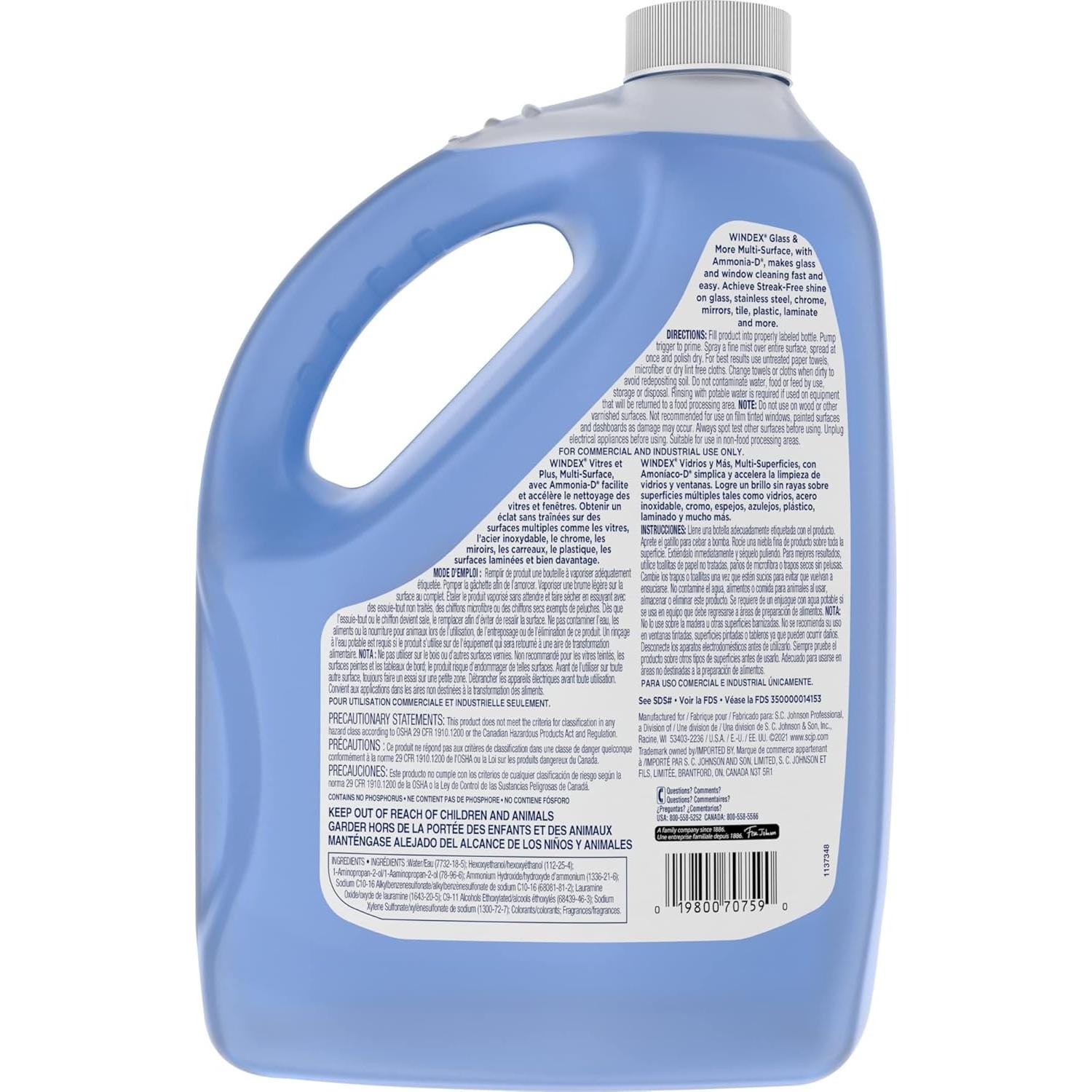 Recarga Limpiador de Vidrios Windex 3.78L Ammonia-D