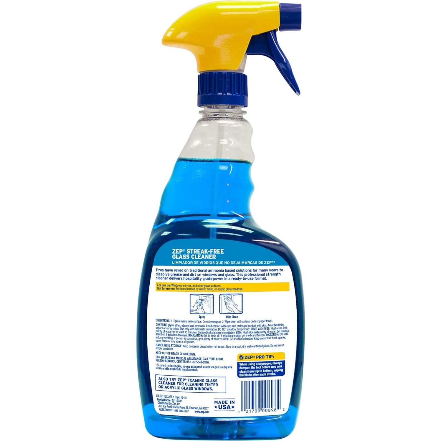 Limpiador de Vidrios Zep Sin Rayas 32 Oz - Caja de 12 Unidades