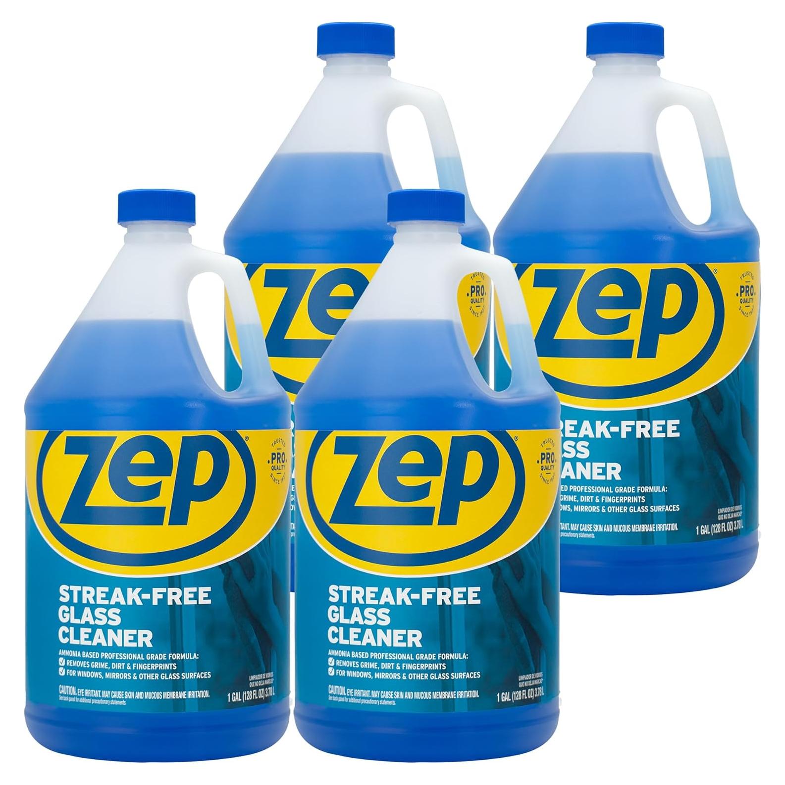 Limpiador de Vidrios Zep Sin Rayas - 3.78 L (Pack de 4)