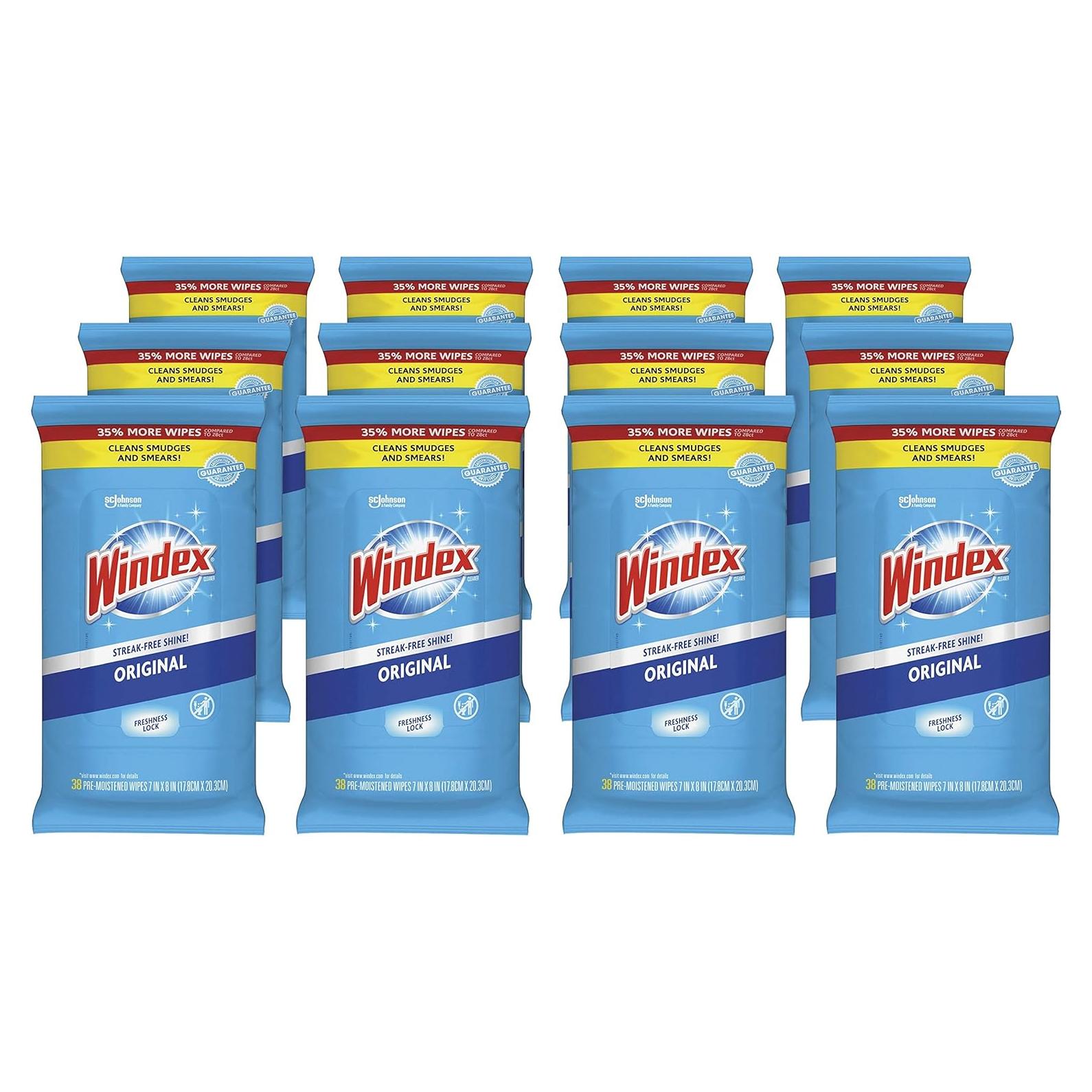 Toallitas Húmedas Windex para Vidrio y Superficies 38 Unidades