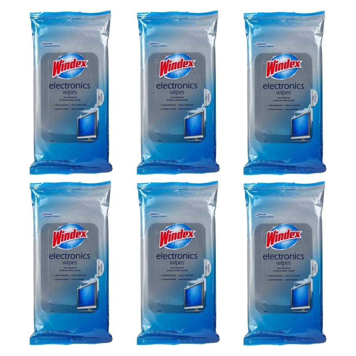 Toallitas Electrónicas Windex - Paquete de 6 x 25 unidades