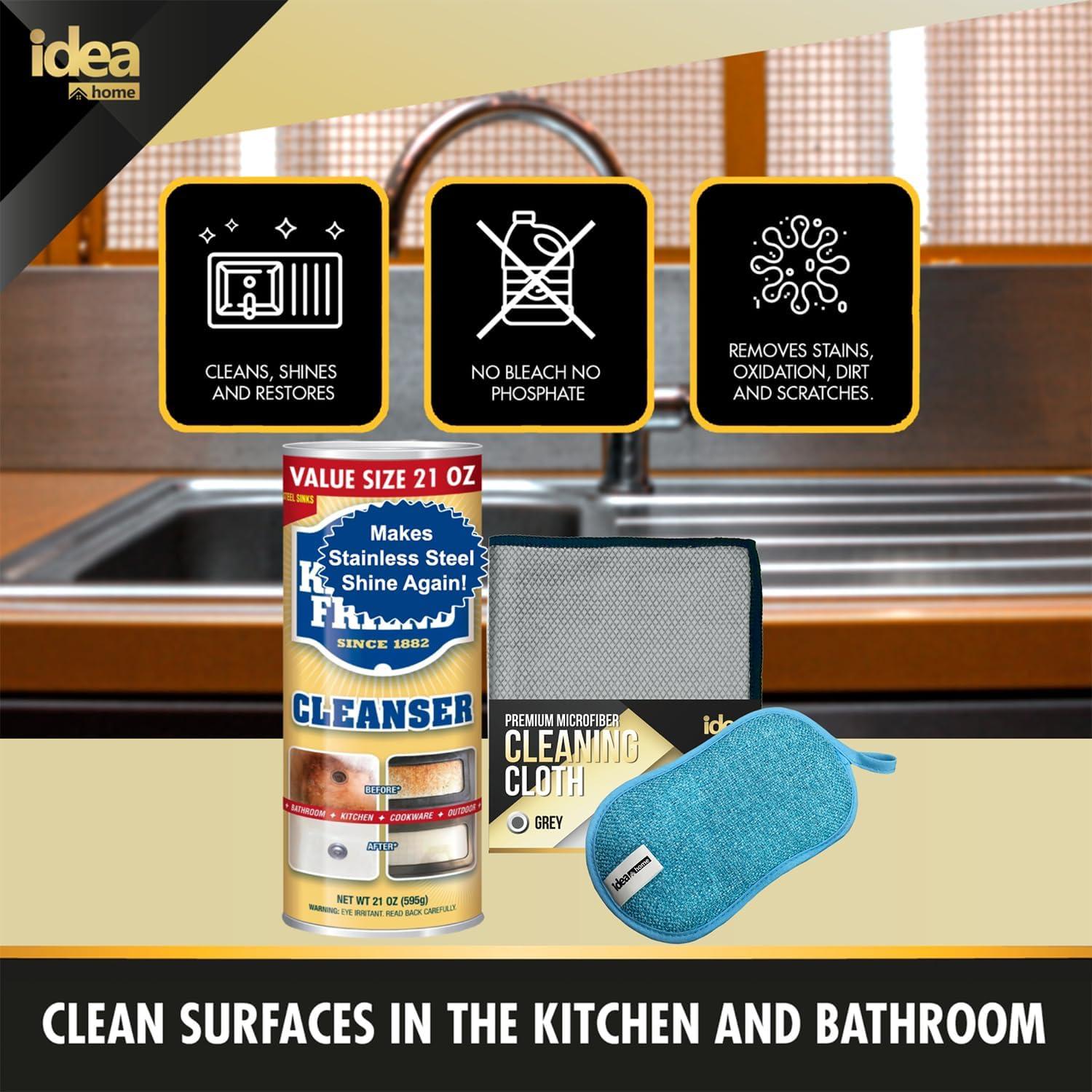 Kit de Limpieza Ultimate Idea Home - Limpiador 770 ml + Polvo 595 g + Paño y Esponja