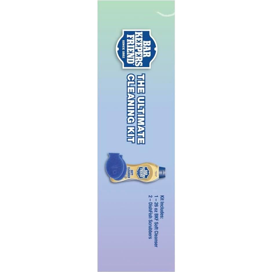 Kit de Limpieza Bar Keepers Friend - Limpiador Suave 770ml + 2 Esponjas DishFish