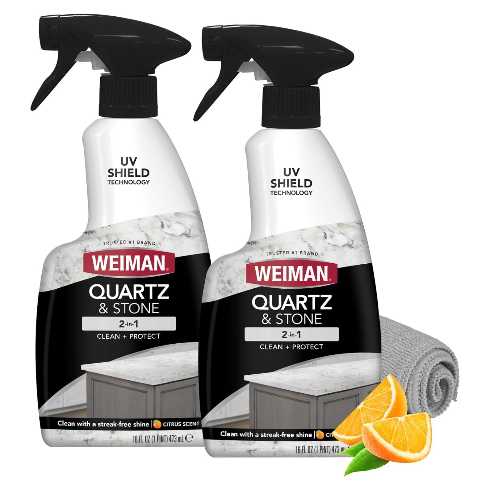 Limpiador de Cuarzo Weiman 16 Fl Oz - Paquete de 2 con Toalla